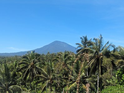 Blick von der Yoga Shala auf den Batukaru Vulkan