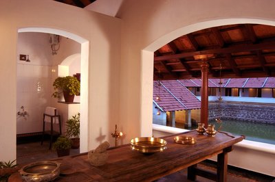 Einer der ayurvedischen Therapieräume im Kalari Kovilakom 
