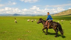 Schon die junge mongolische Bevölkerung perfektioniert die Kunst des Reitens