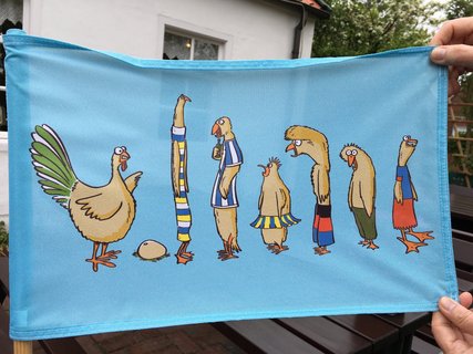 Karikatur von Hühnern auf Baltrum