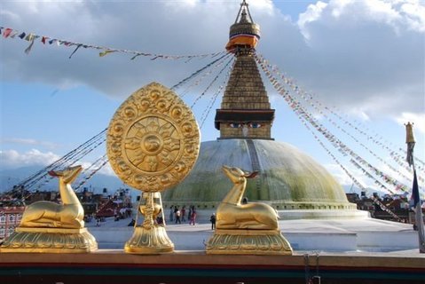 Der berühmte Stupa in Boudhanath, in der Nähe Kathmandus