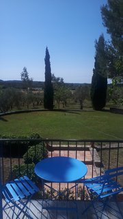 Der Garten der Finca Son Miranda bei Sonnenschein.