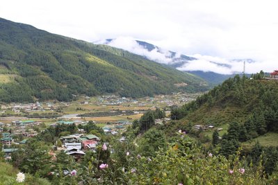 Jakar, eingebettet in die grüne Natur
