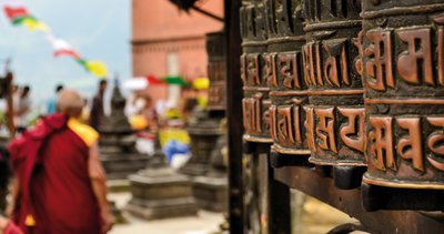 Gebetsmühlen im Tempel Swayambunath