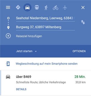 Die Route zum Hotel