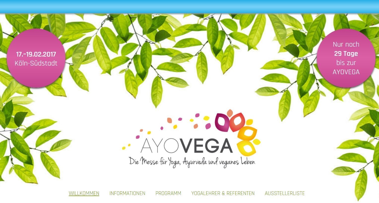 AYOVEGA Köln Besuchen Sie NEUE WEGE auf der AYOVEGA in Köln vom 17.-19. Februar 2017