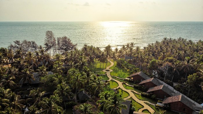Luftaufnahme des Sitaram Beach Retreat in Indien