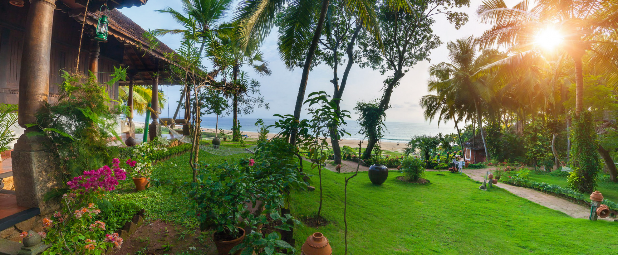 Indien Südindien Kerala Kovalam Ayurveda Kuren Panchakarma Somatheeram Garten Sonne Anlage