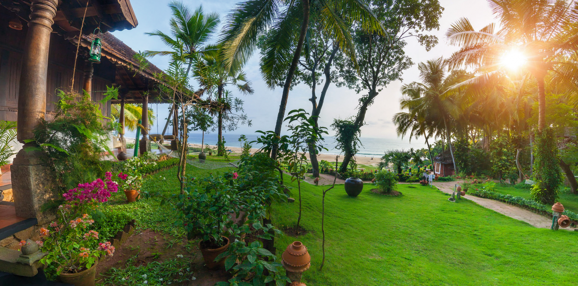 Indien Südindien Kerala Kovalam Ayurveda Kuren Panchakarma Somatheeram Garten Sonne Anlage