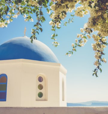 Griechenland blaues Haus Kuppel 